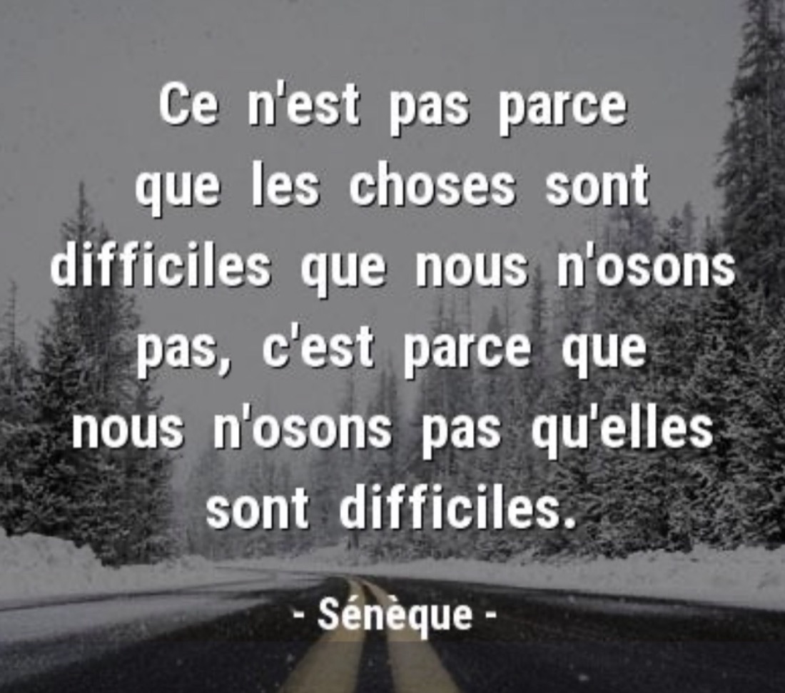 Citation de Sénèque : ce n'est pas parce que les choses sont difficiles que nous n'osons pas.